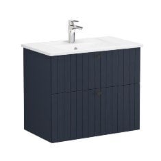 Vitra Root Groove 69434 Lavabo Dolabı, İki Çekmeceli, 80 Cm, Mat Lacivert, Köşeli Lavabolu